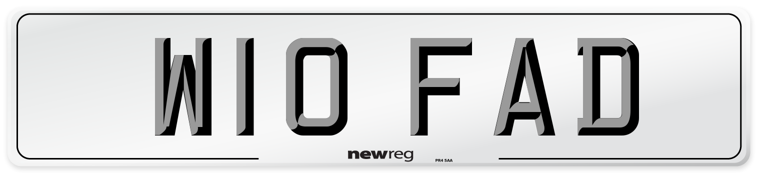 W10 FAD Number Plate from New Reg
